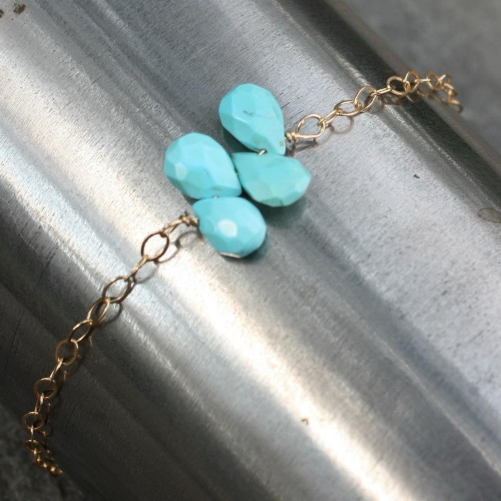 Sterling silver hand crafted, Turquoise briolette bracelet.